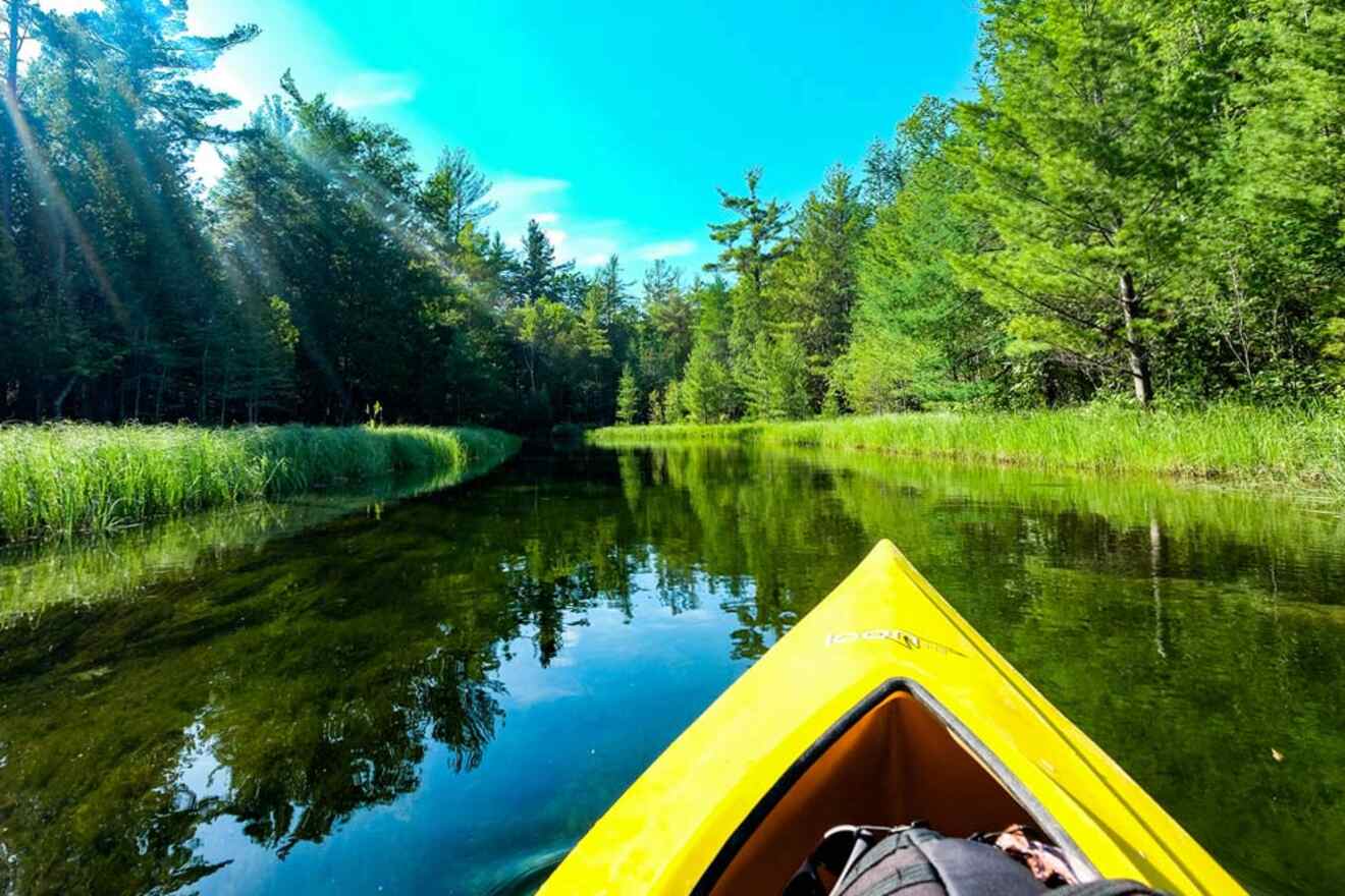 view from a person in a kayak over the crystal river 