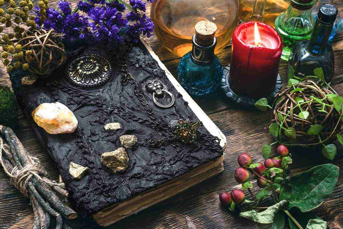 various witchcraft accessories and tools