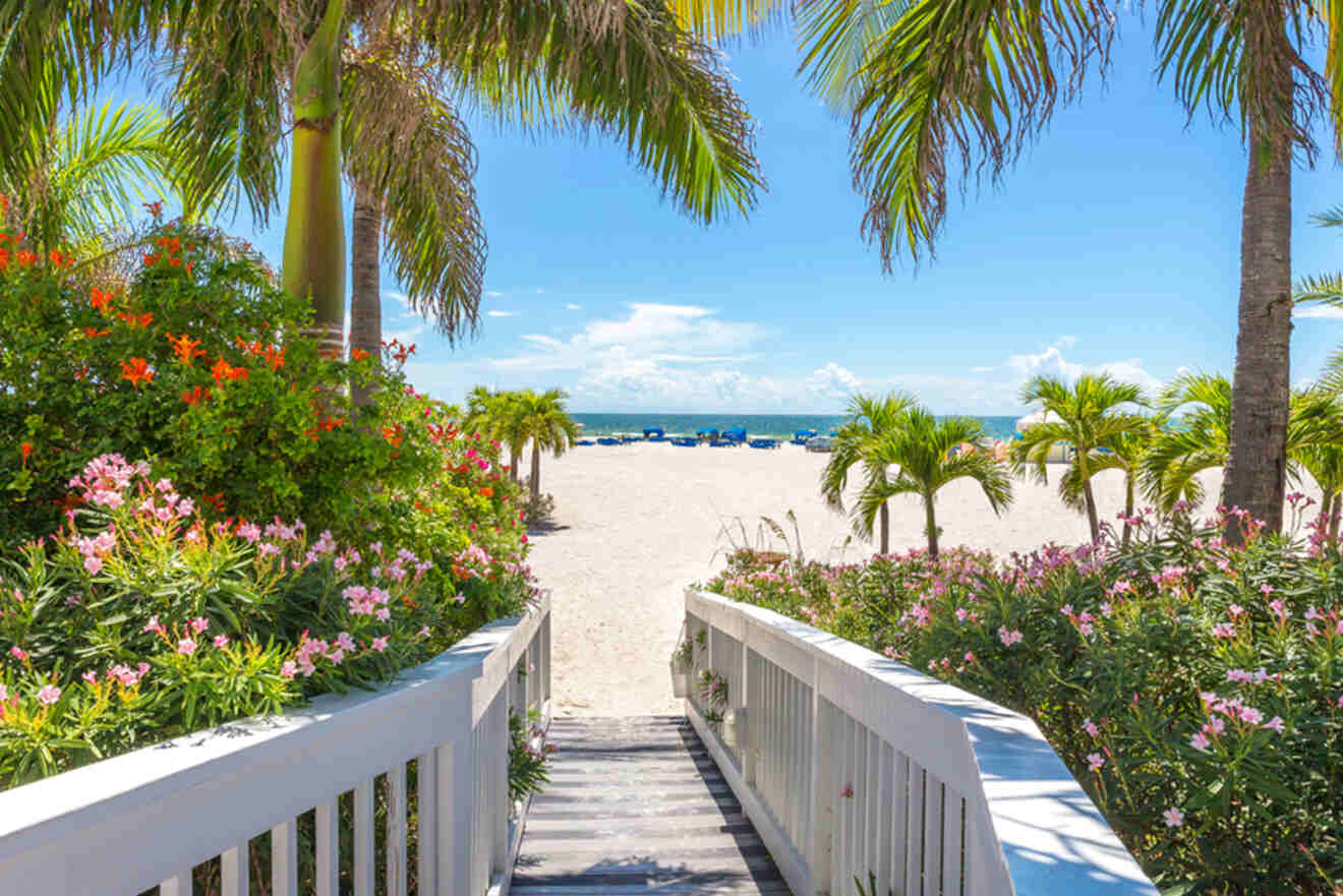 beautiful flowers and access to the beach