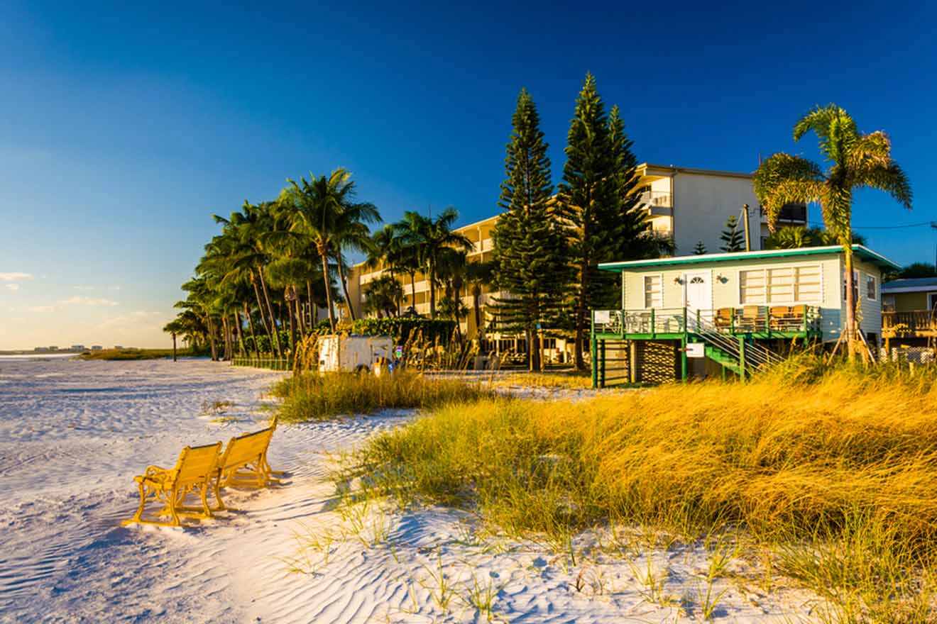 houses on a white sand beach