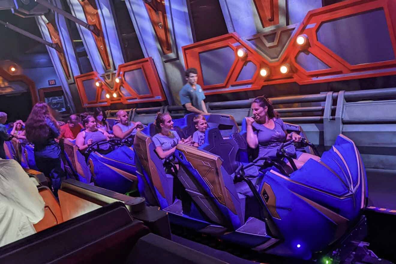 people getting ready for the Guardians of the Galaxy ride