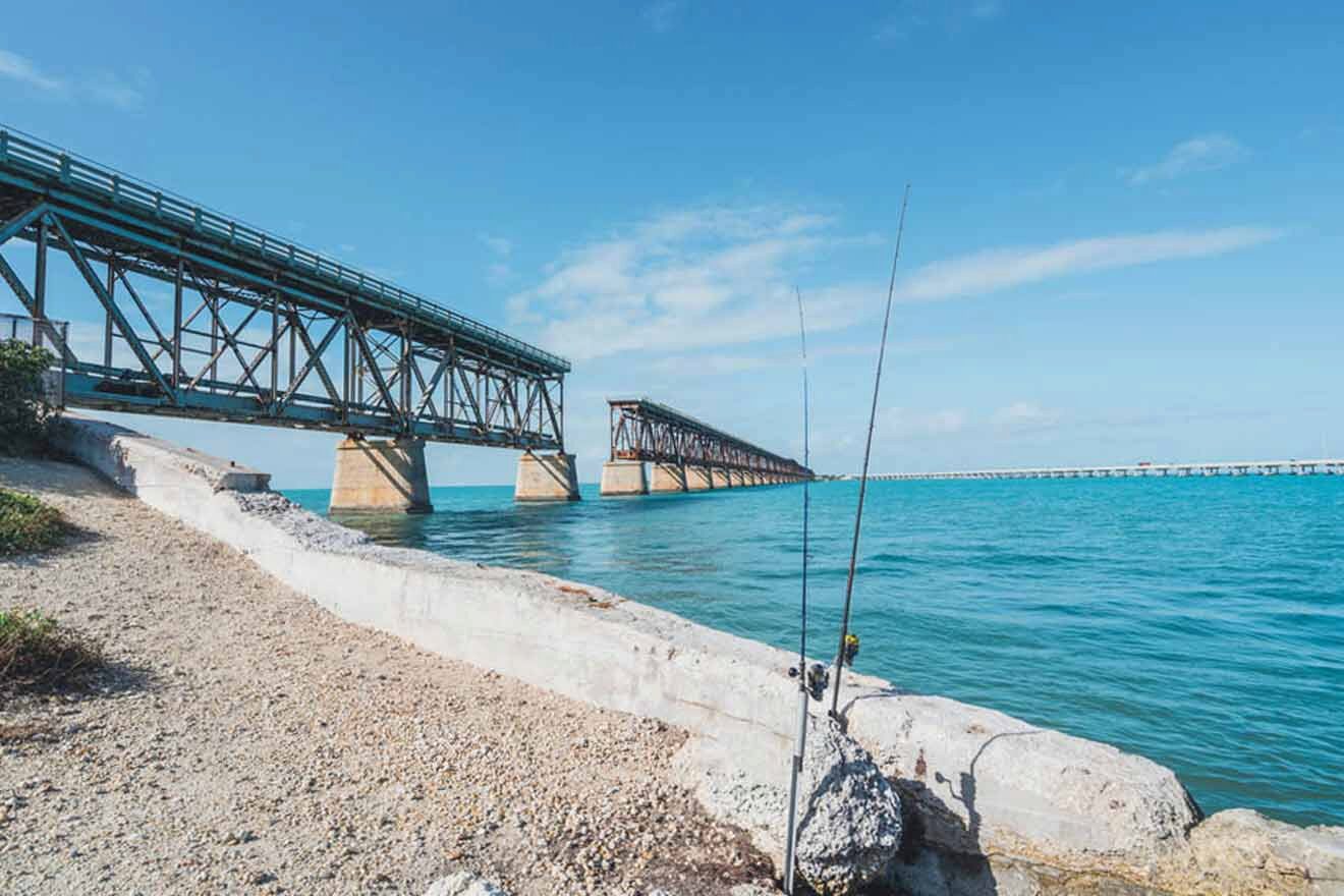 fishing rods next to Bahia Honda Bridge