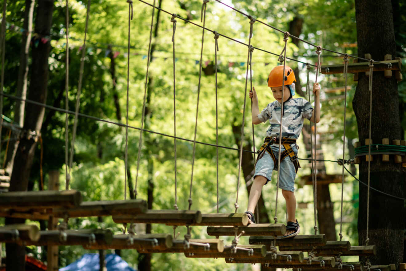 child having fun in the adventure park