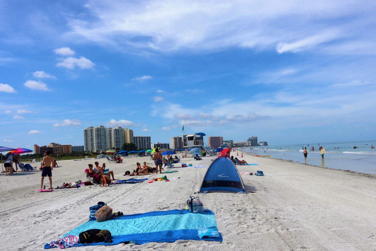 beachgoers at Sand Key Beach