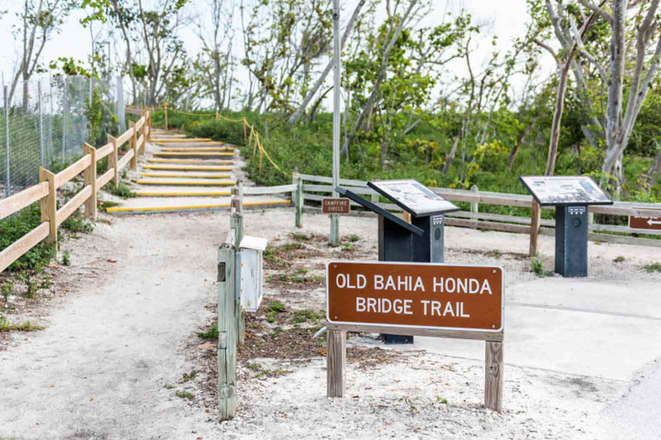 Old Bahia Honda Bridge Trail sign and entrance