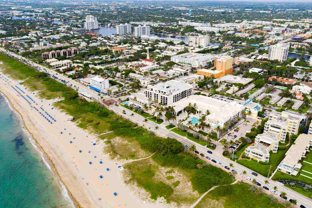 aerial view over Delray Beach coastline in Florida