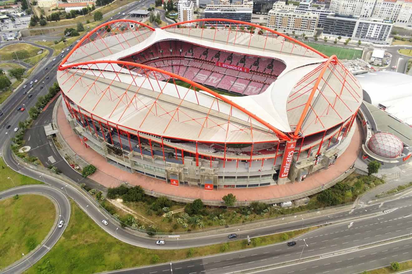 aerial view over the stadium in Lisbon