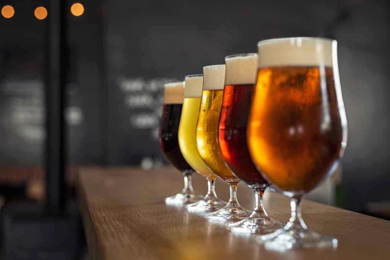 various glasses of craft beers 