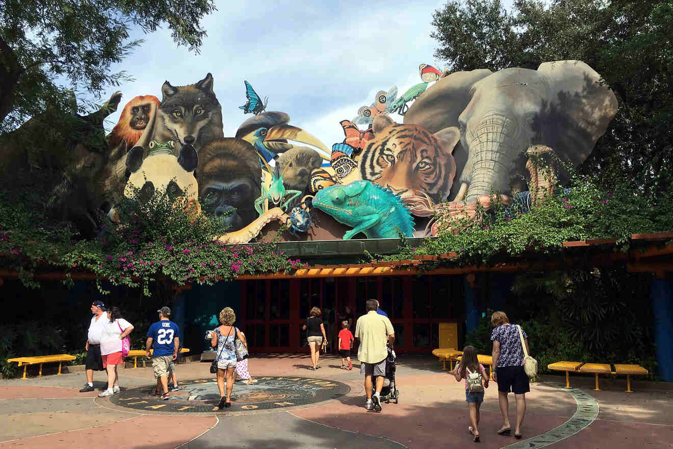 people entering the Conservation Station at Animal Kingdom