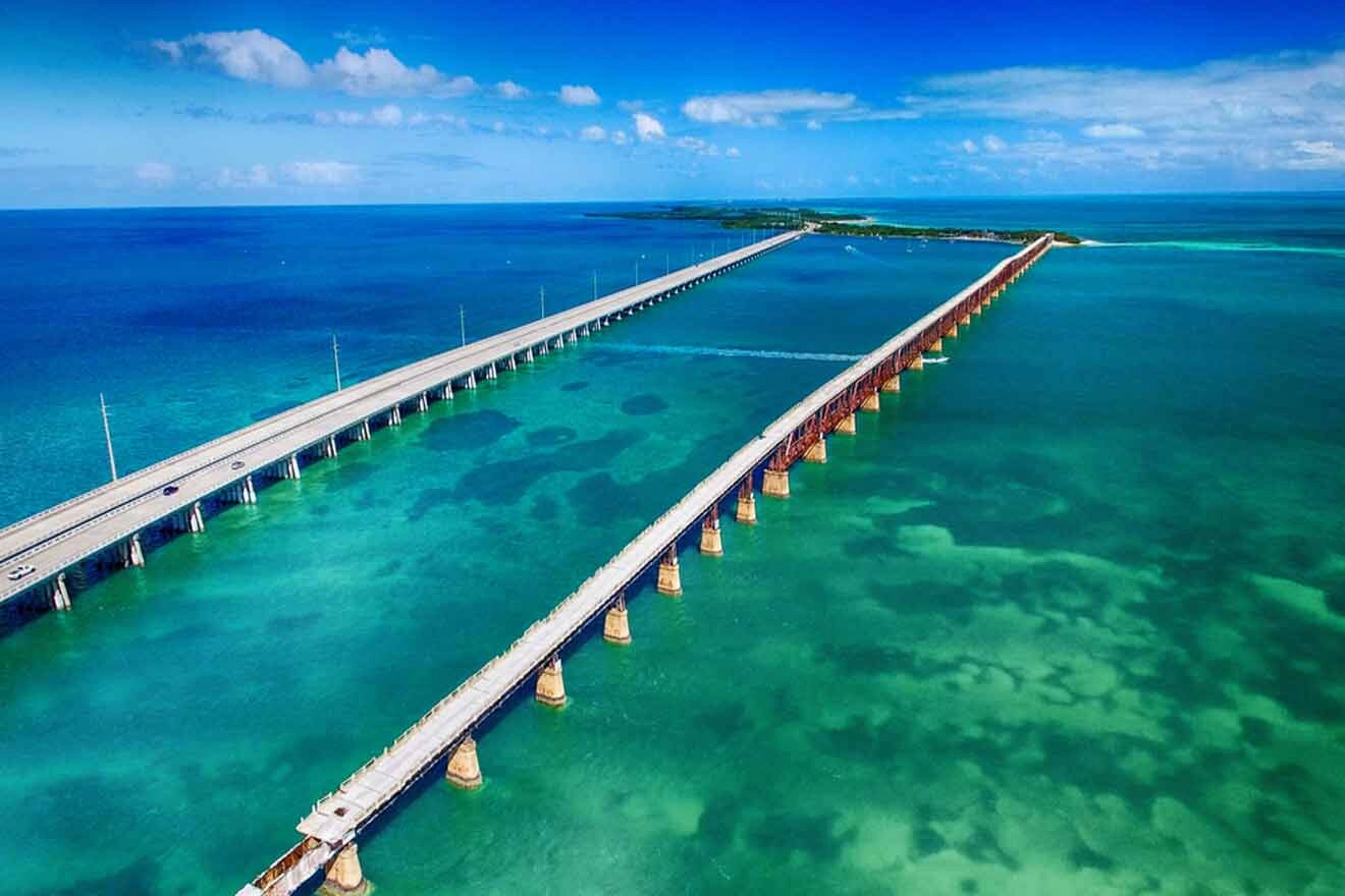 aerial view over the Seven Mile Bridge 