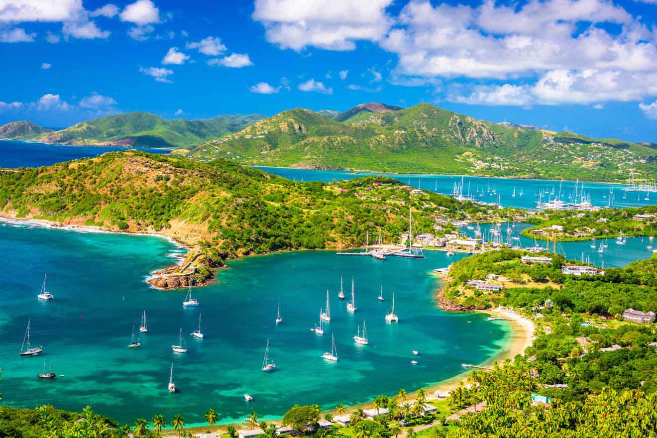 aerial view over Antigua 
