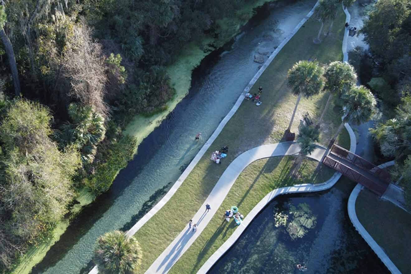 aerial view over kelly park rock springs