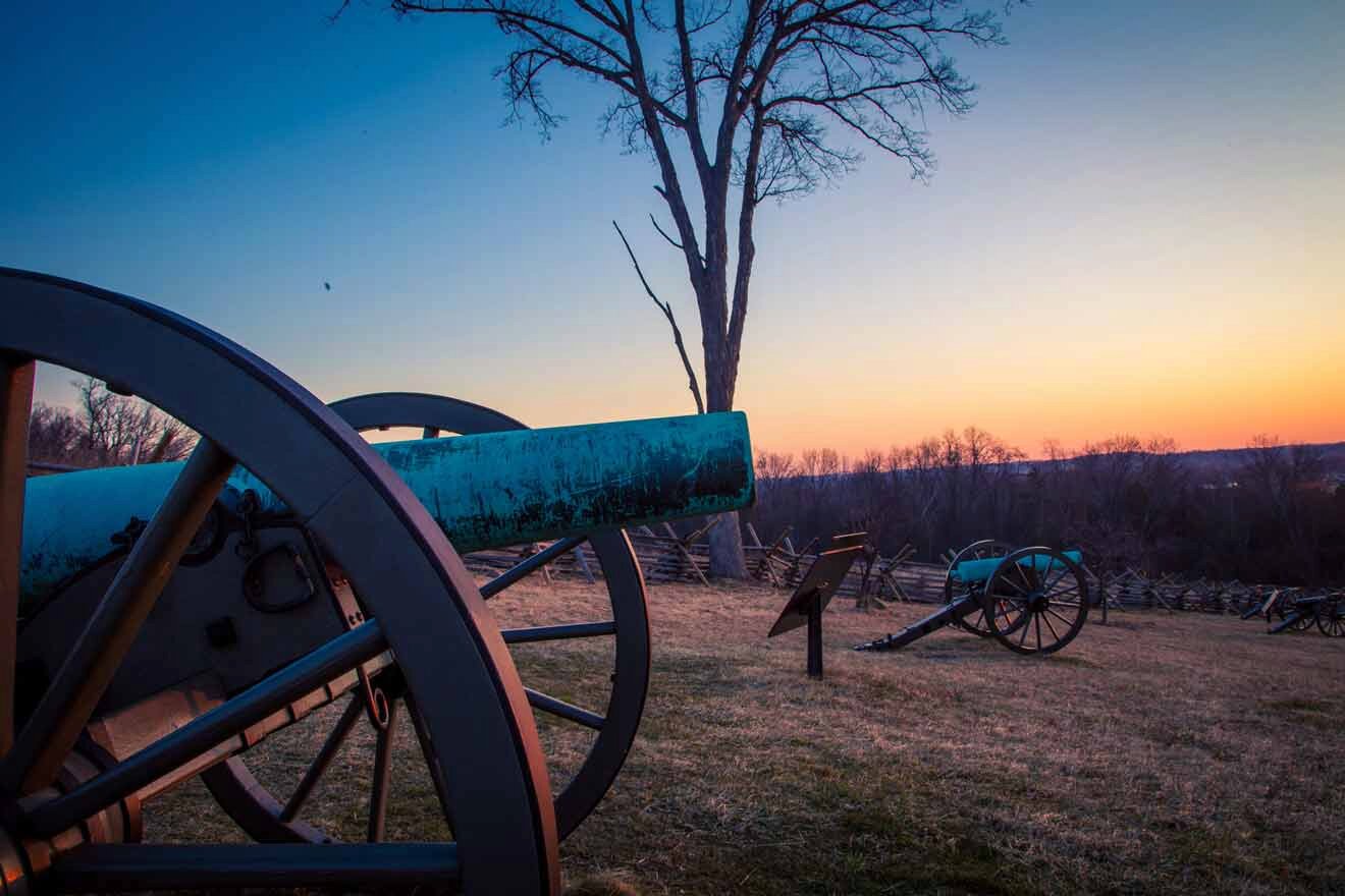 Canon aiming at the battlefield of Gettysburg