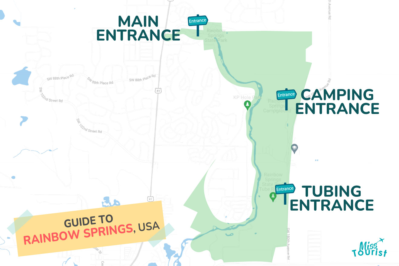Guide to Rainbow Springs map