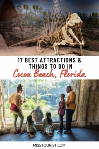 collage of 2 images with family activities in Cocoa Beach