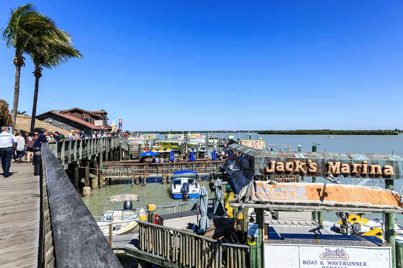 Madeira beach closeup with Jack's Marina in front 