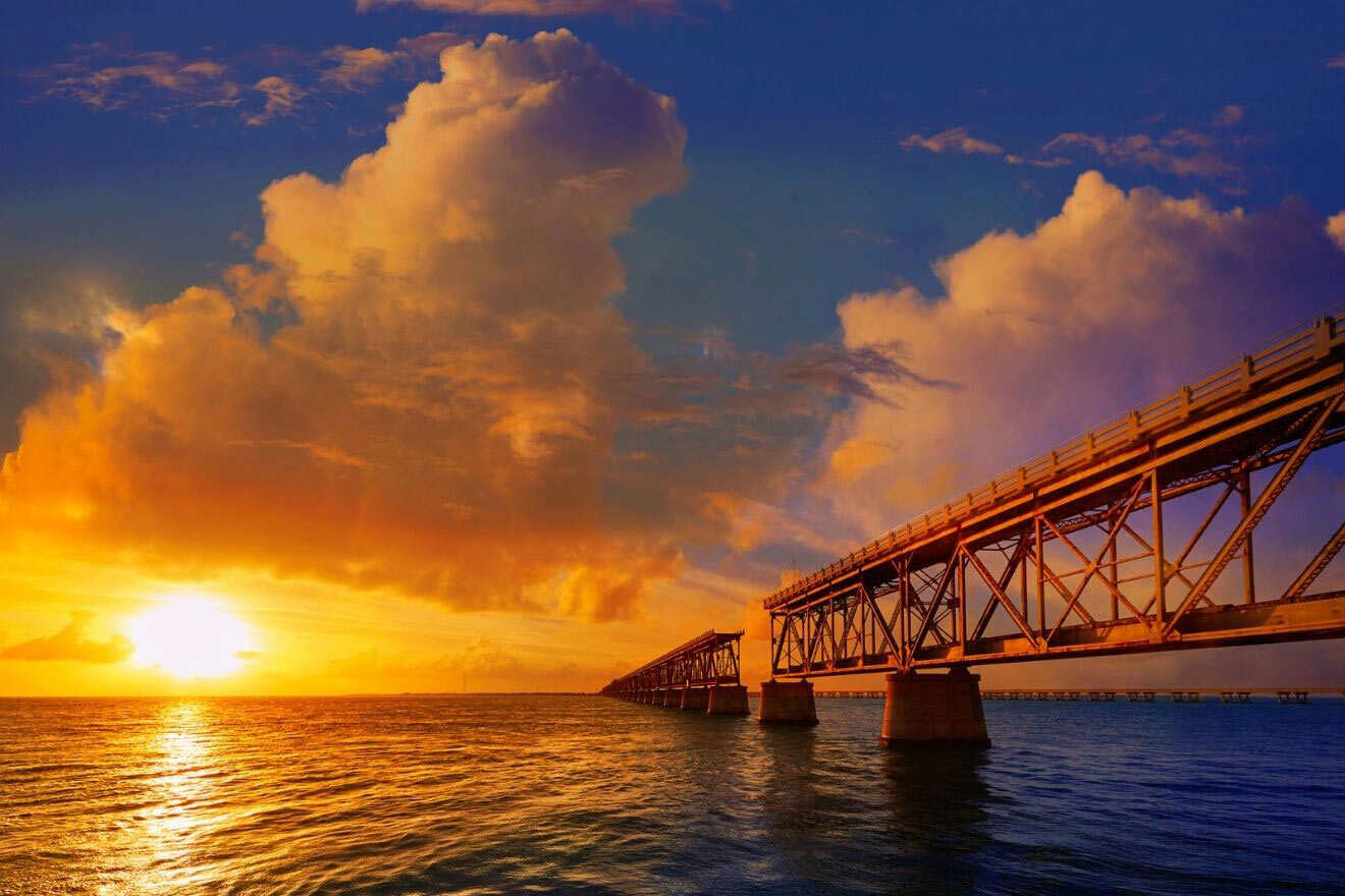 broken bridge at sunset 