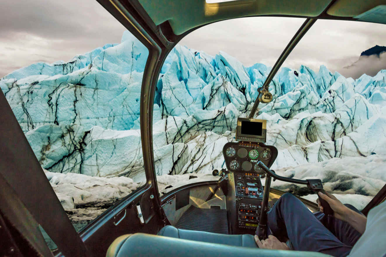 helicopter ride over Denali glacier