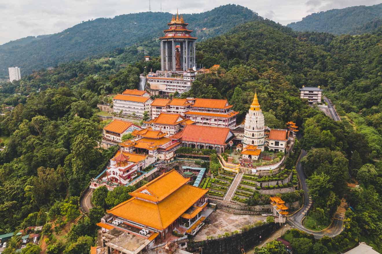 Aerial view of Kek Lok Si Temple, Penang, Malaysia