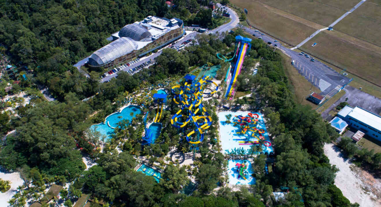 Aerial view of the Escape theme park in Penang
