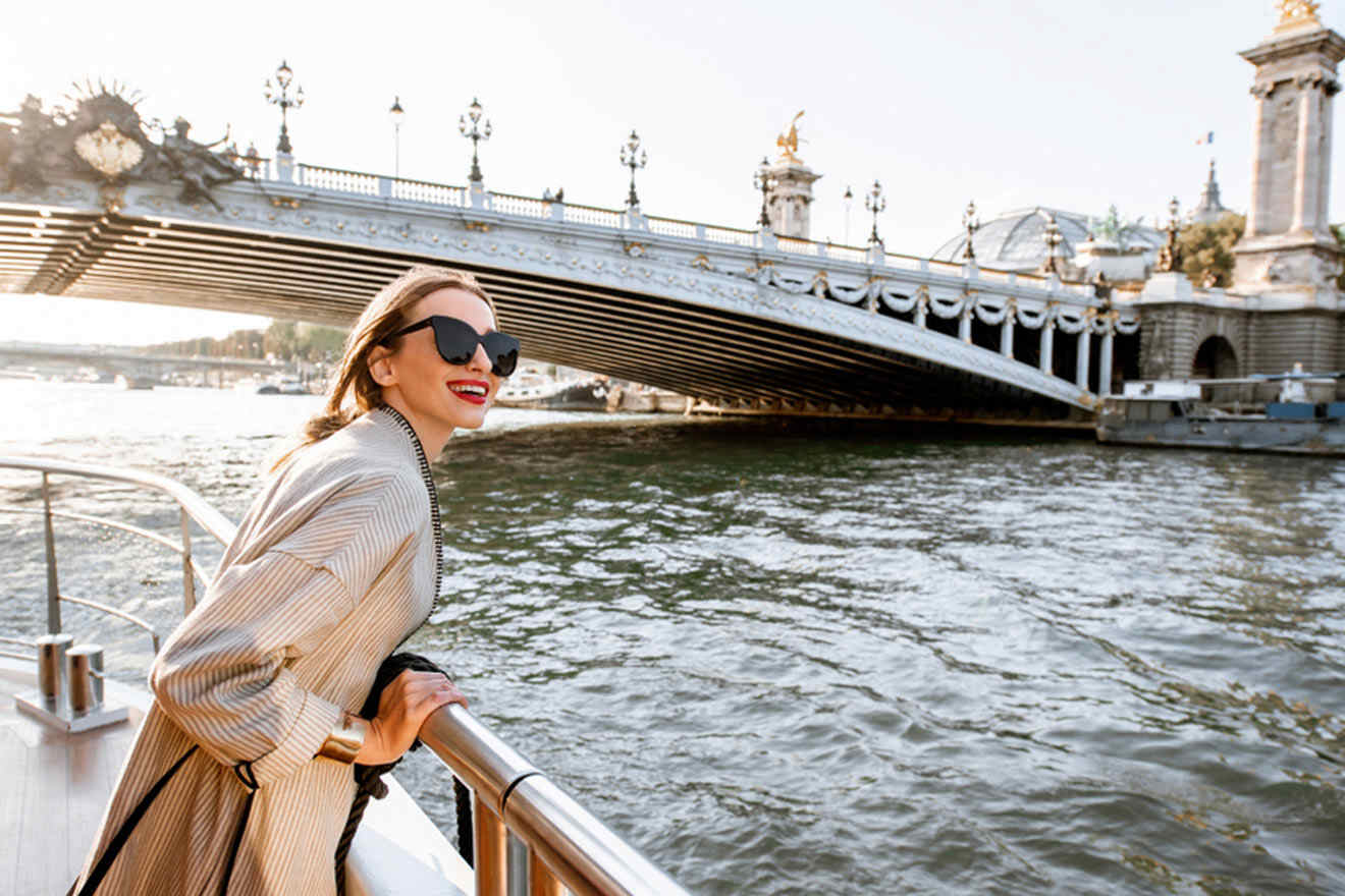 woman enjoying her cruise on the Seine in Paris