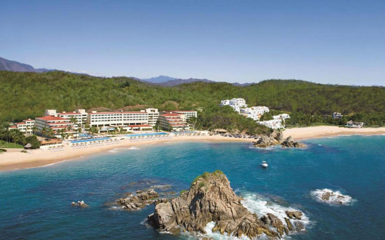 Distant view of a resort in Huatulco Mexico