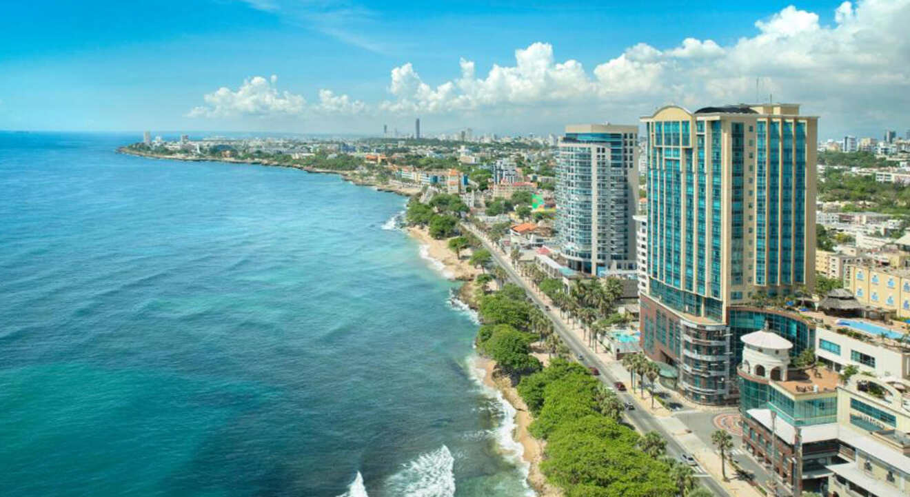 Aerial view of the shoreline in Santo Domingo, Dominican Republic