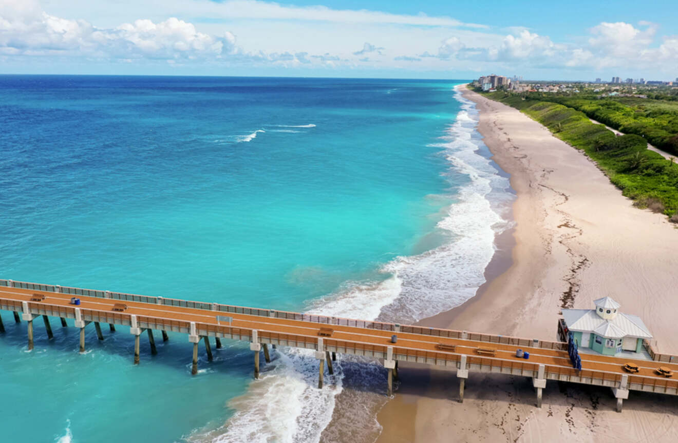 aerial view of Juno beach and pier
