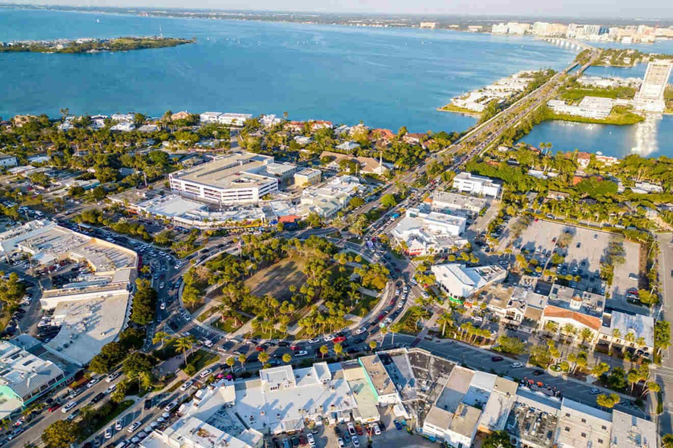 aerial view over St. Armands Circle