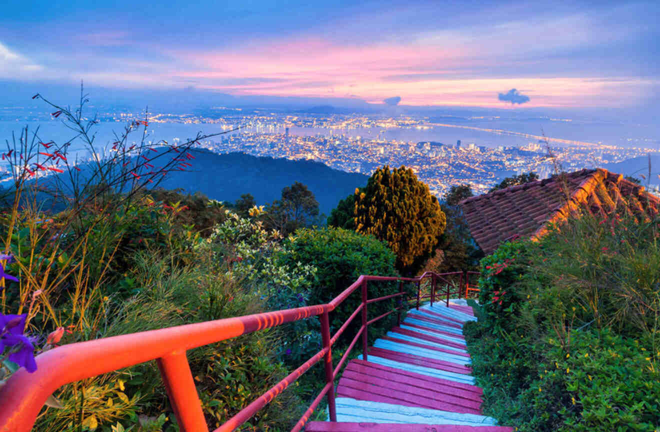 Panoramic view of Penang from the top of Penang Hill