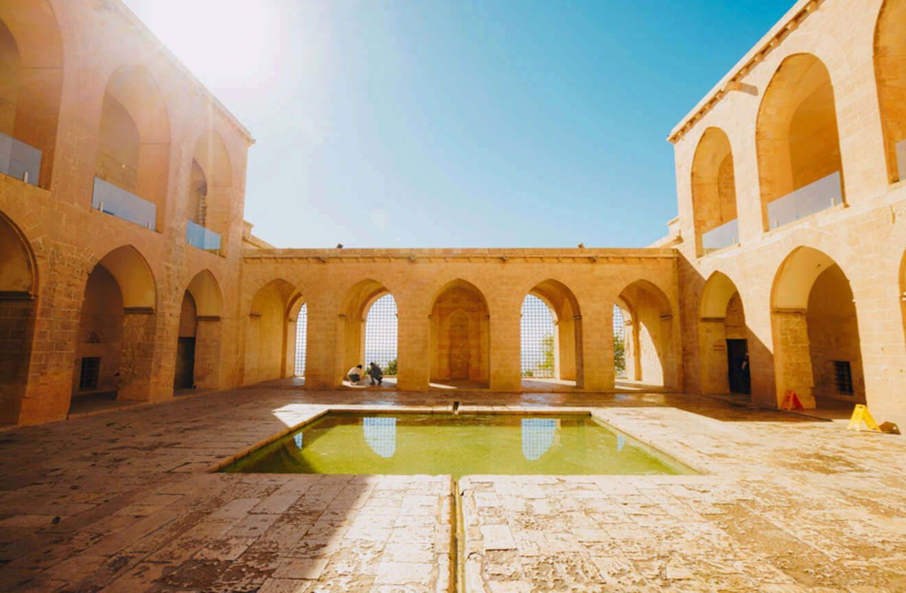 View of the inner yard in Kasımiye Medresesi mosque in Mardin