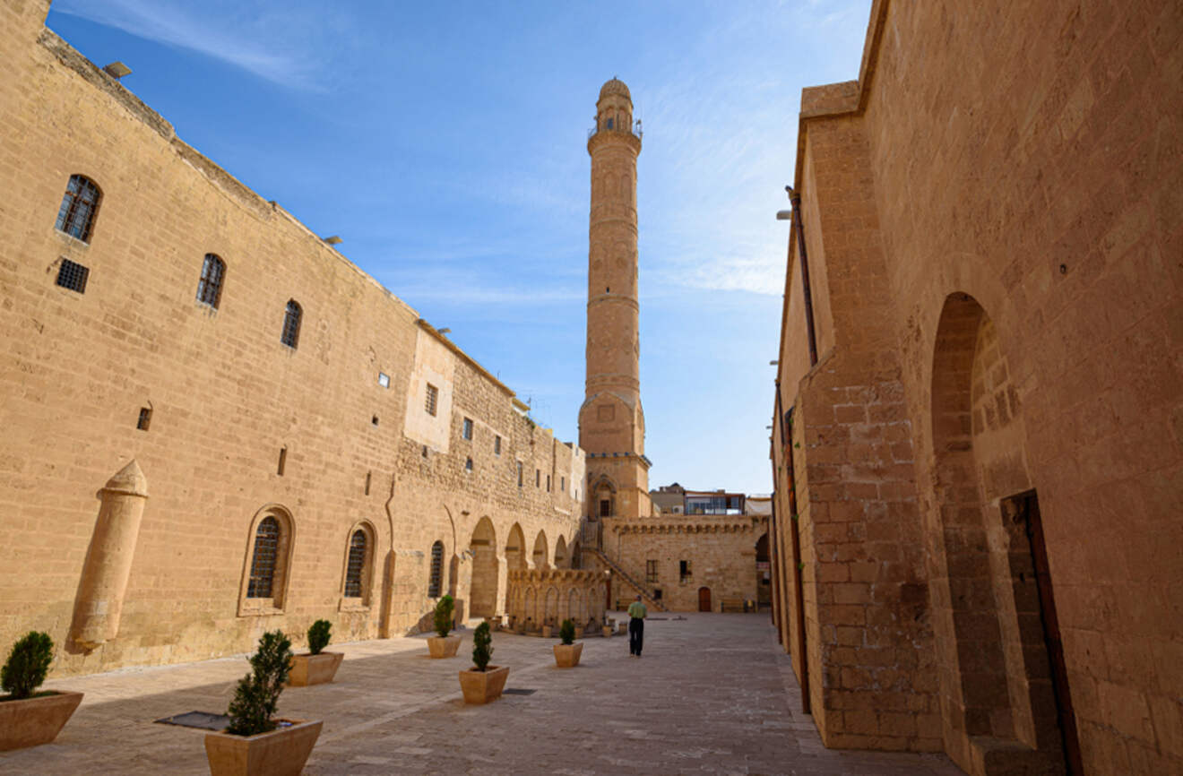 View of the Ulu Cami Minaret (Great Mosque) in Madrin