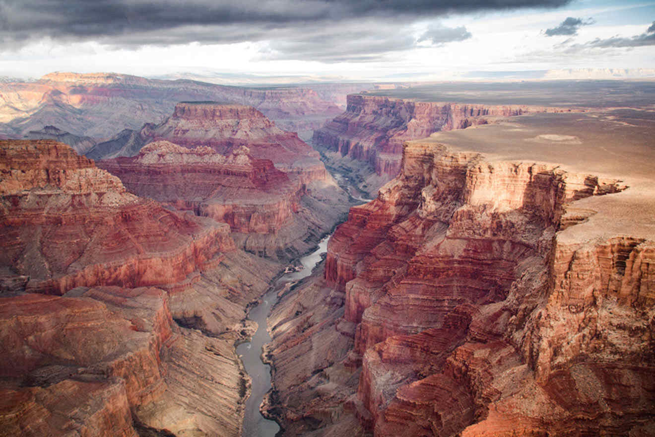 aerial view over the Grand Canyon