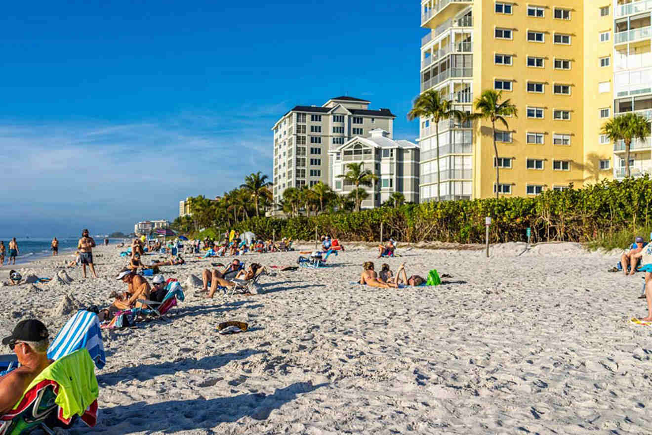 busy beach at Vanderbilt Beach Park