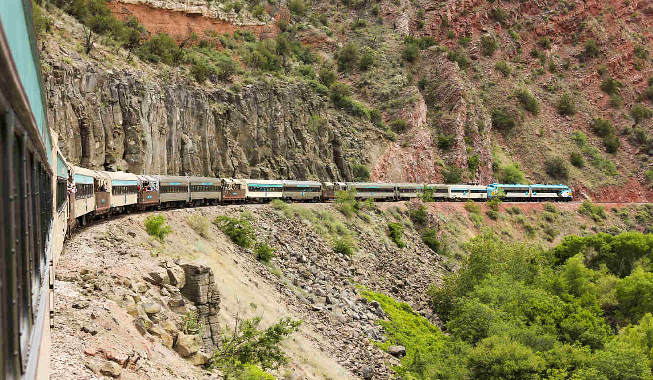 View of the train riding on the trail in Sedona