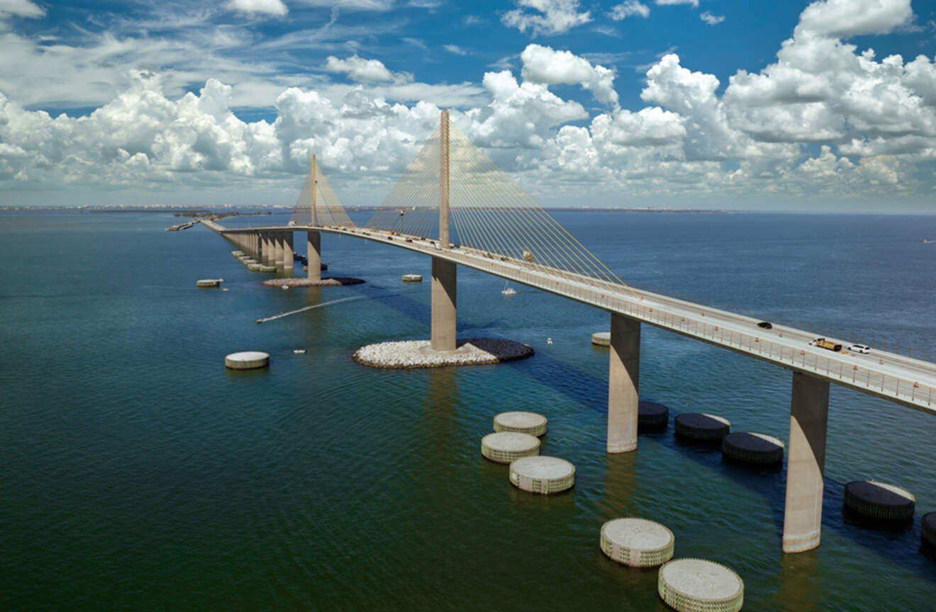 Aerial view of the Sunshine Skyway Bridge