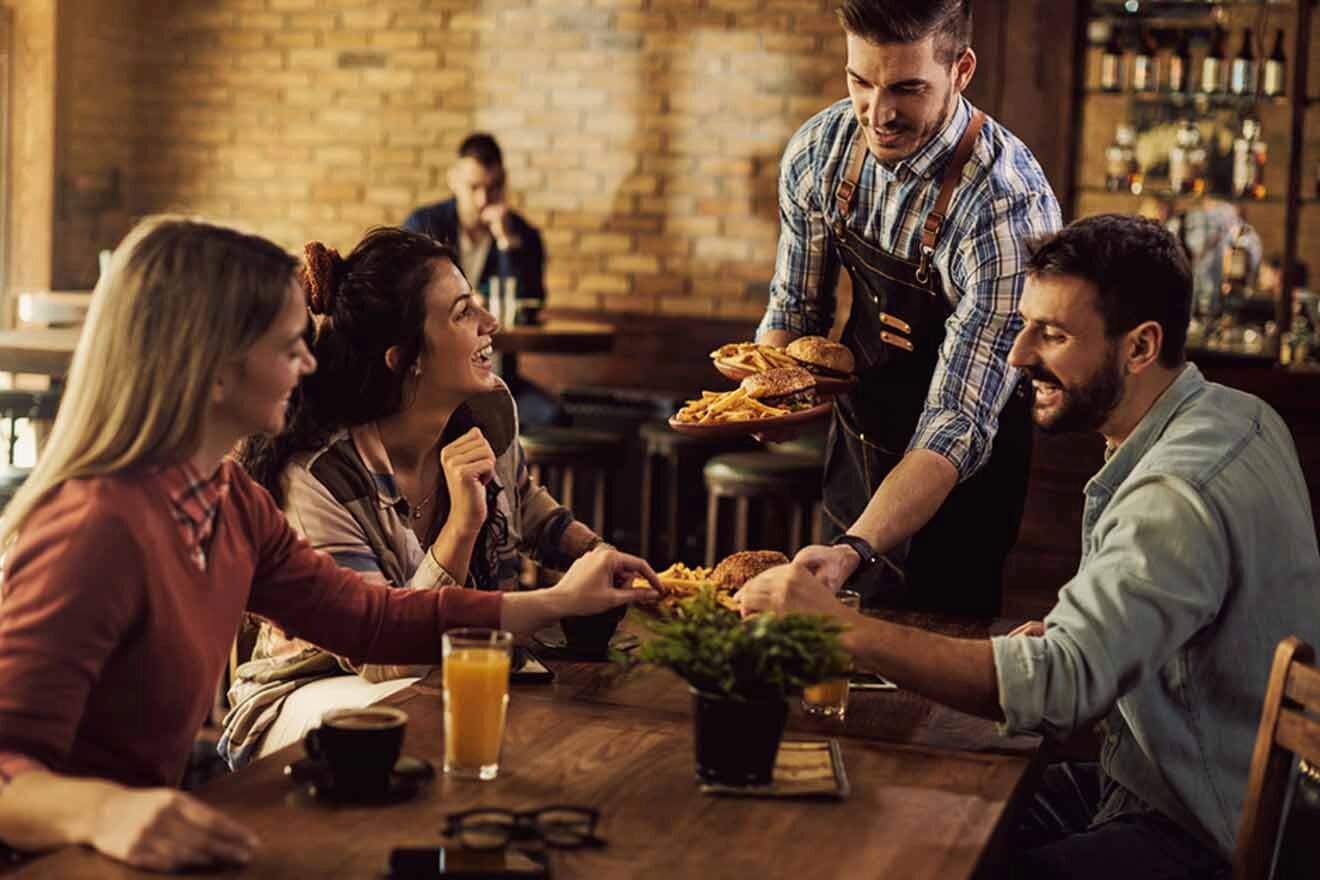 people having lunch at a pub