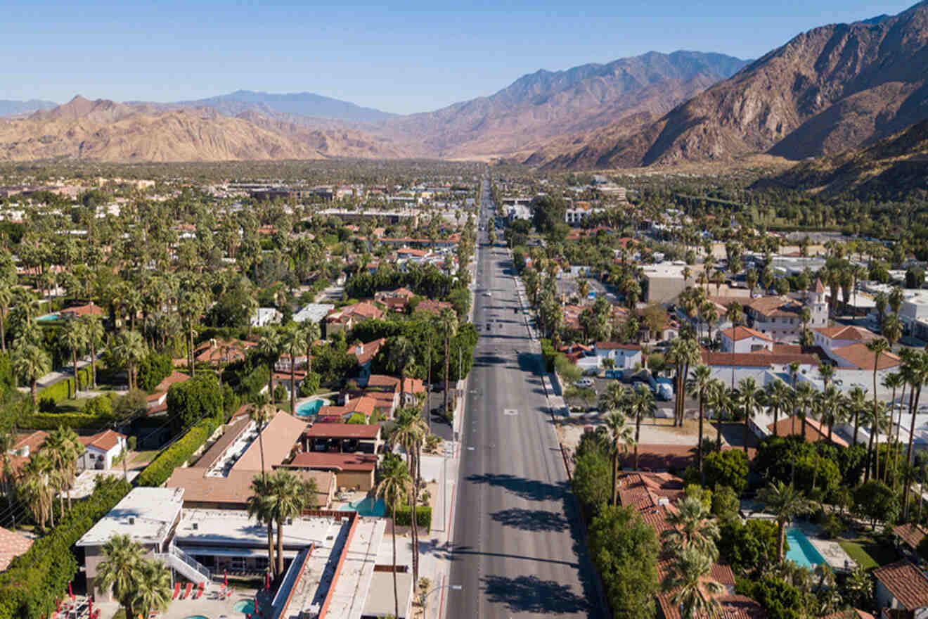 aerial view over  downtown Palm Springs