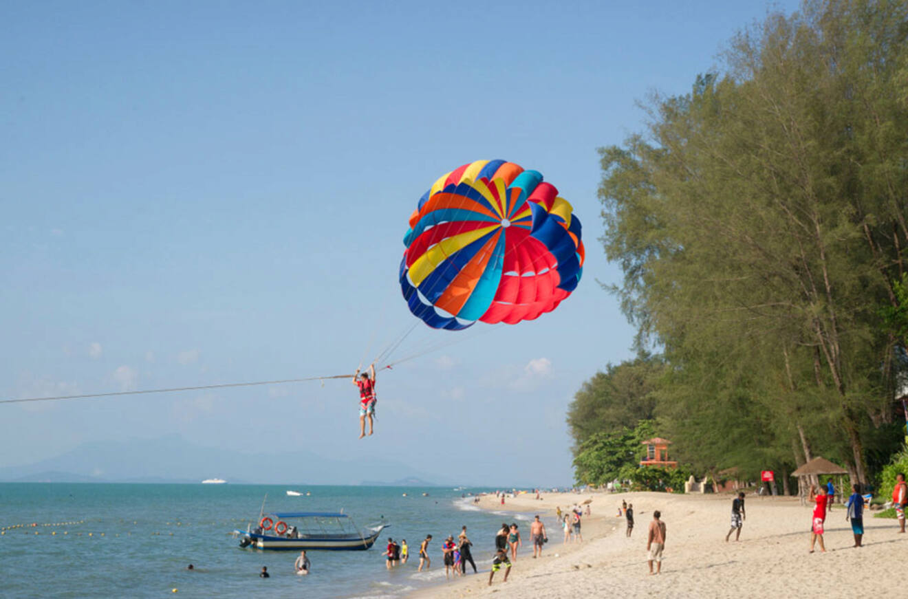 Water paragliding at Batu Ferringhi Beach in Penang