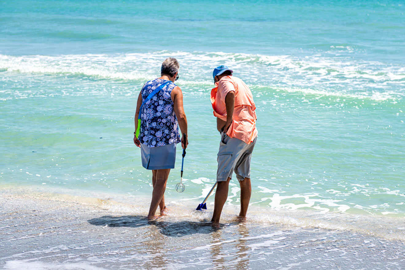 people looking for sea shells at Bowman’s Beach