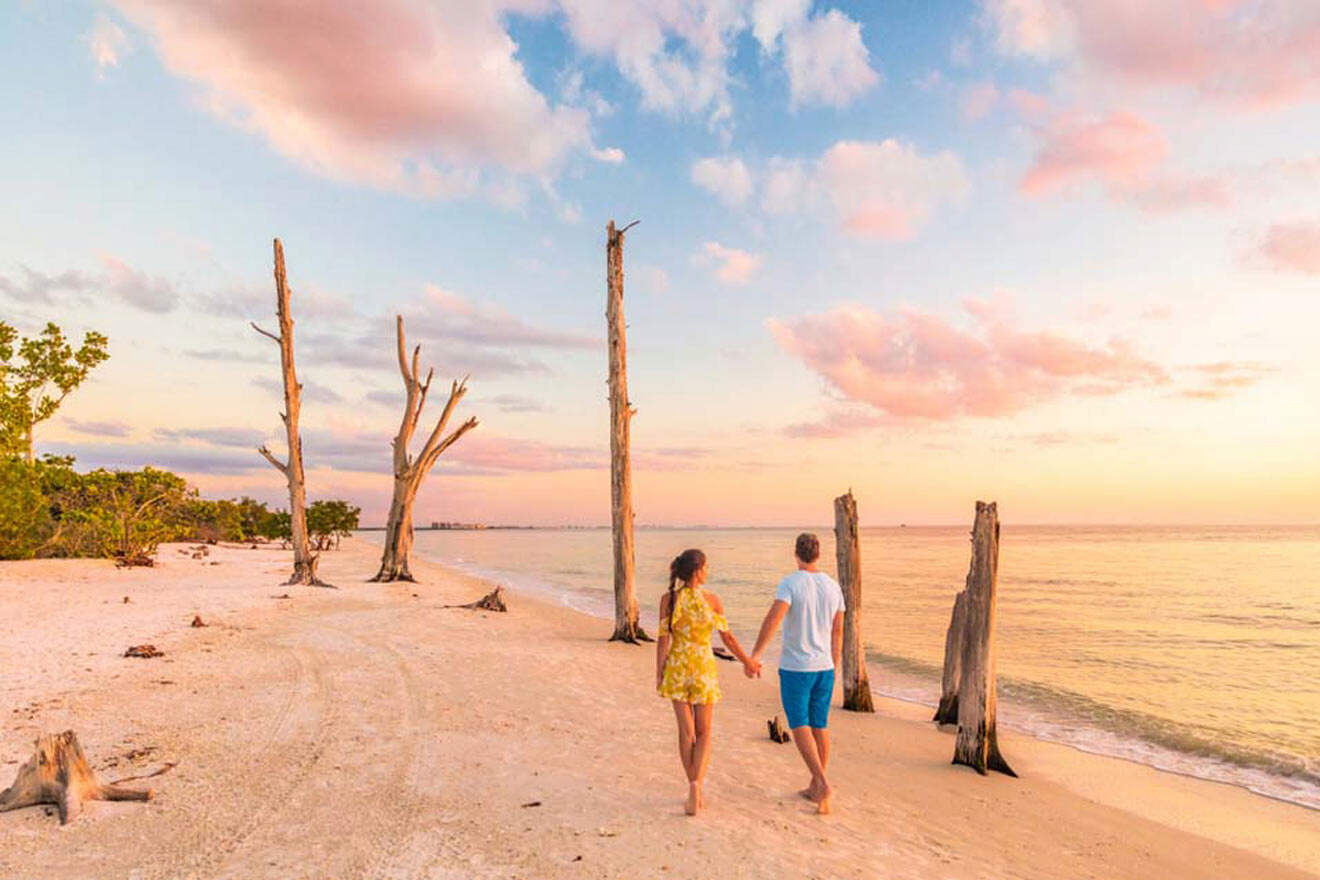 couple taking a walk on the beach 