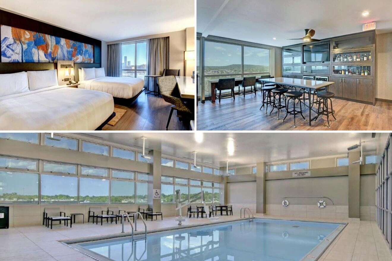 swimming pool, bedroom and dining area 