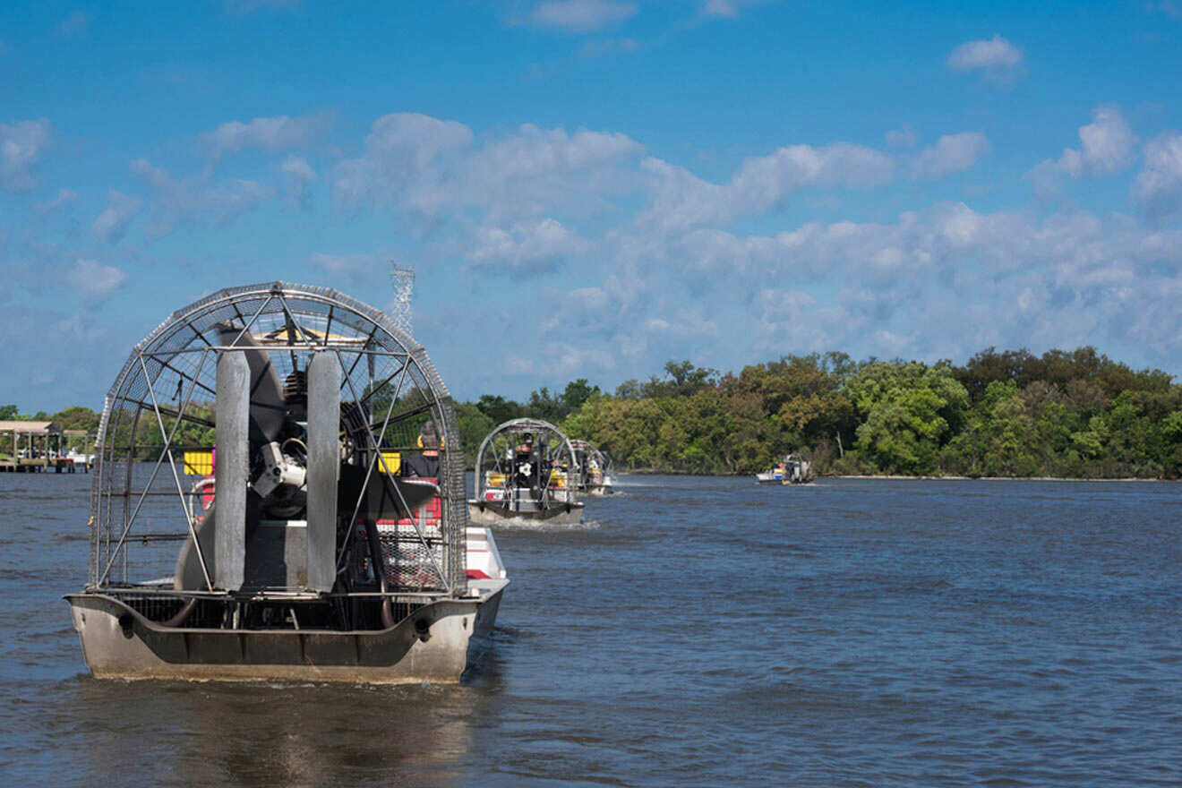 airboats in a swamp