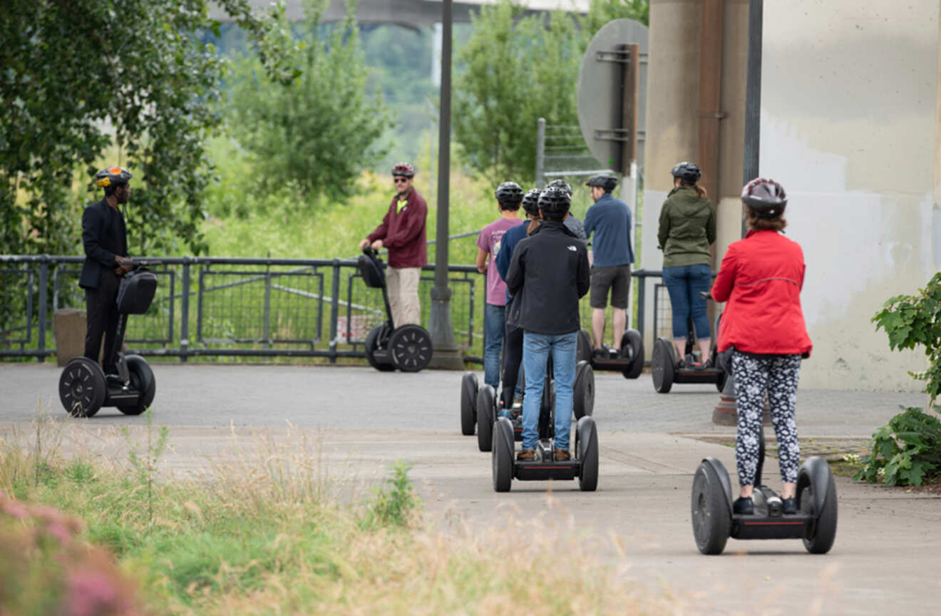 People riding on Segways in Portland