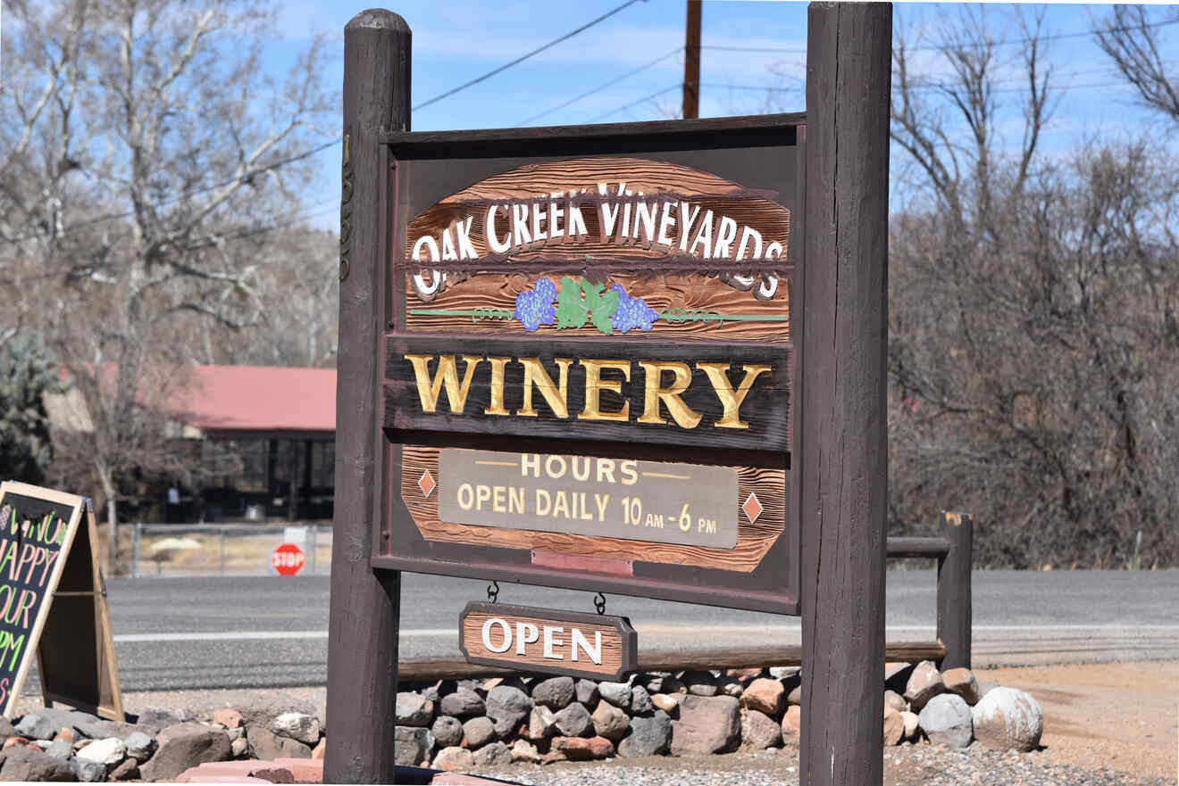 Sign for Oak Creek Vineyards Winery in Sedona