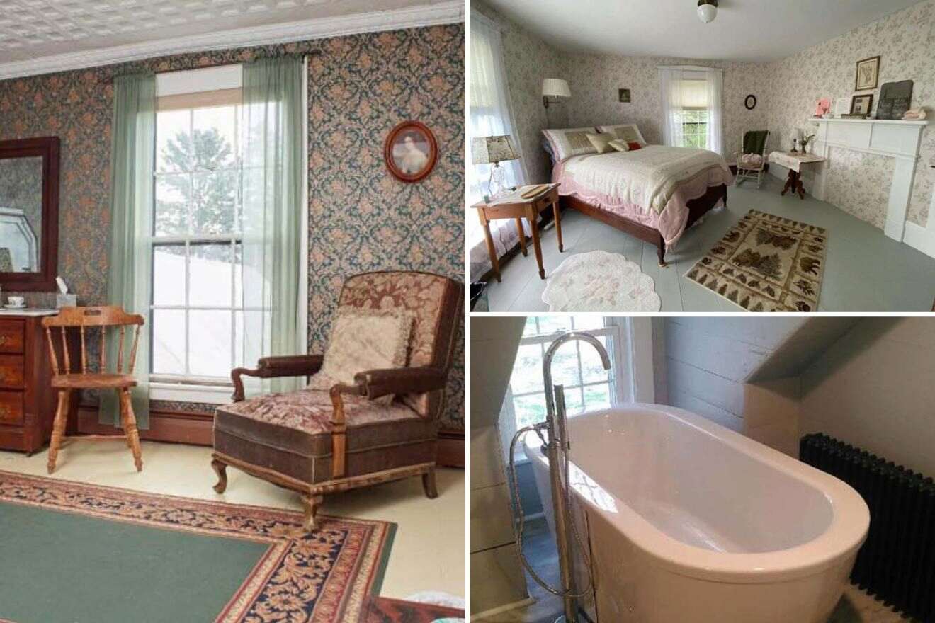 bedroom, bathtub and lounge area