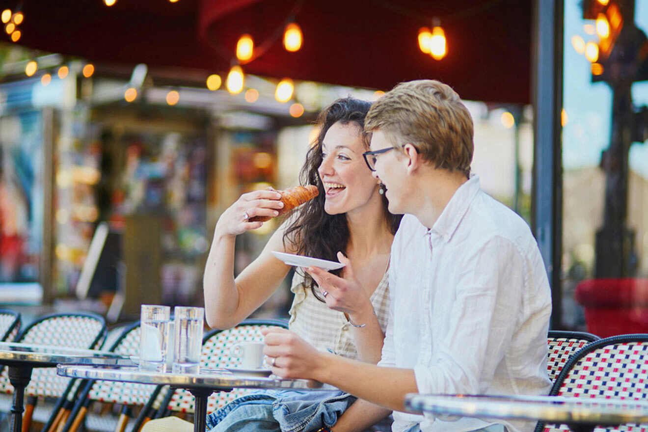 couple having a croissant 