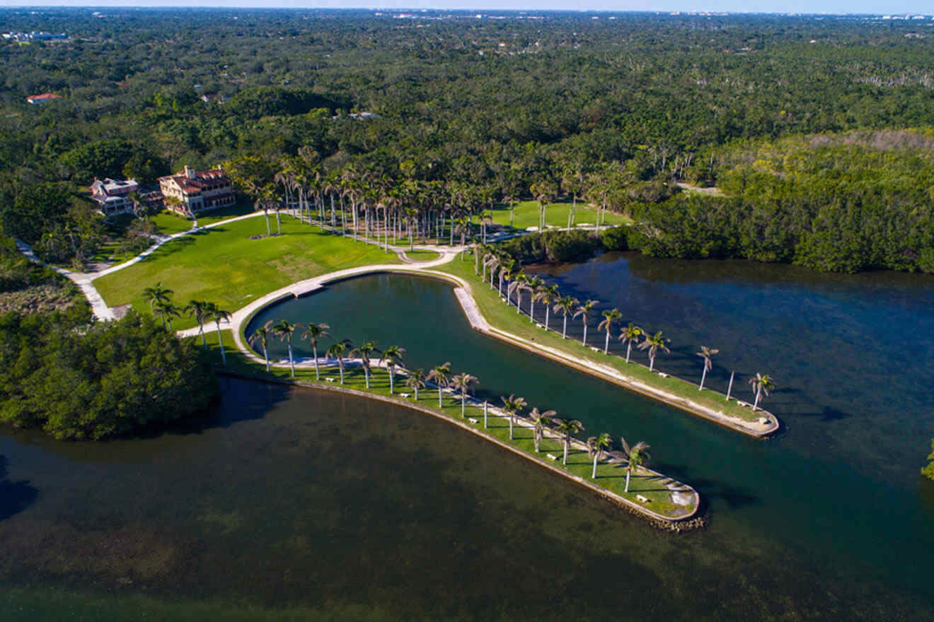 aerial view over Deering Estate