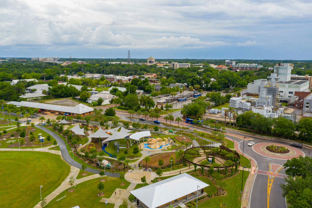 aerial view over Depot Park