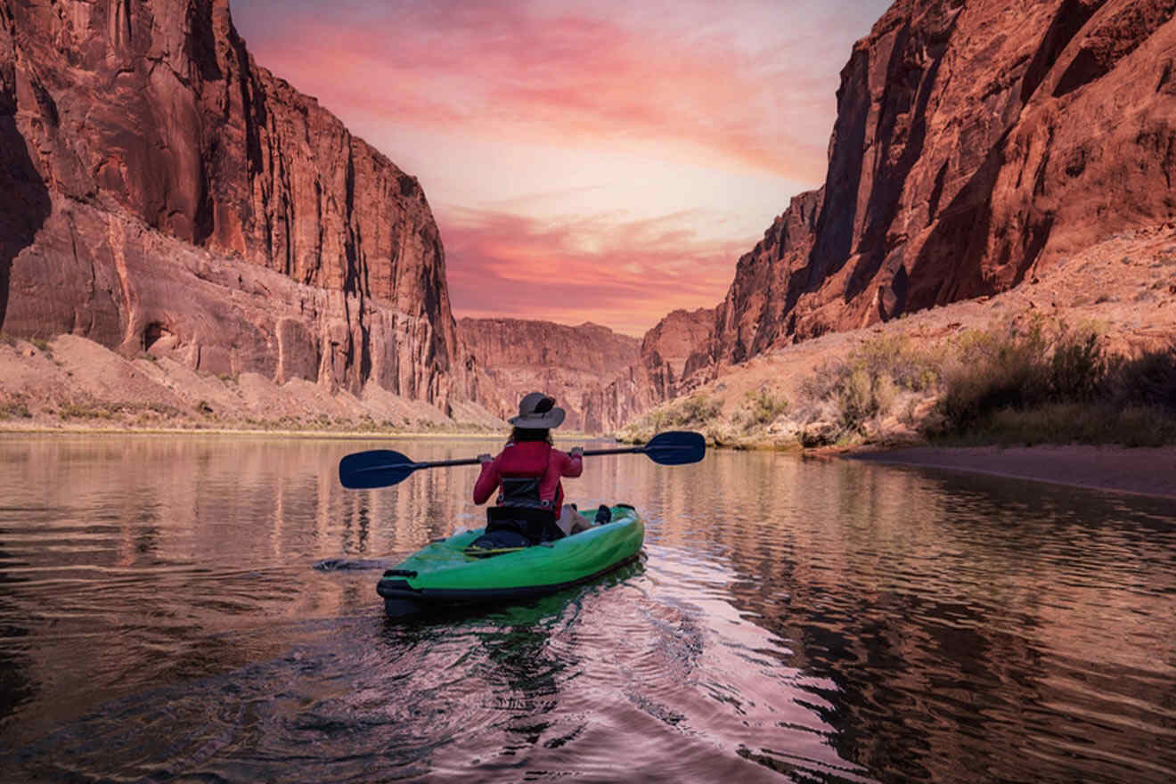 woman kayaking at the grand canyon